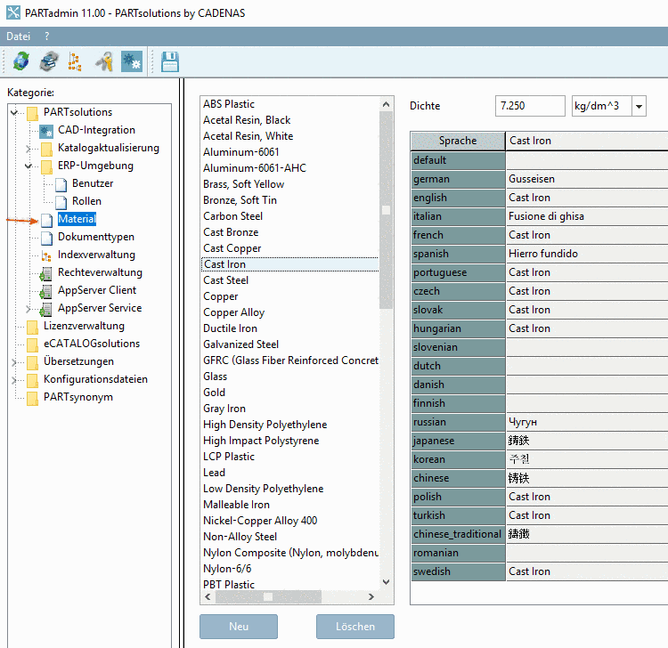 Create materials in PARTadmin -> Category "Material"