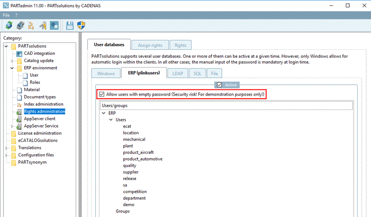 ERP environment -> User -> Login-Dialog : Password NOT set