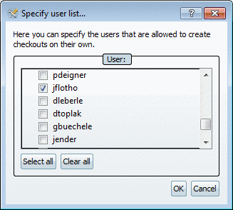 Specify user list...