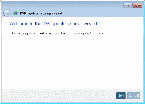 PARTupdate settings wizard