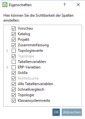 Suchergebnisse -> Tabelle -> Spaltenkopf