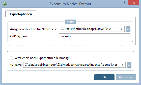 Export im Native-Format