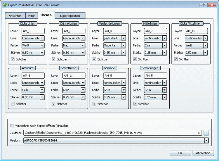 Registerseite "Ebenen" - AutoCAD DWG 2D