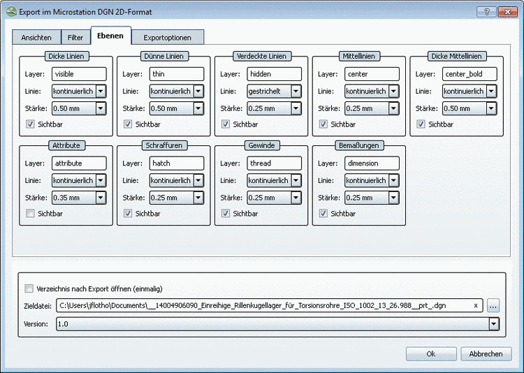 Registerseite "Ebenen" - Microstation DGN 2D
