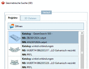 Select 3D reference part (catalog or file storage)