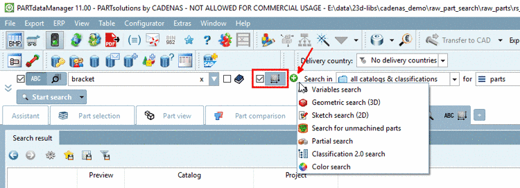 Checkbox and icon of topology search visible