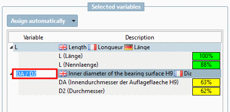 Double-click into the variable field. Rename the variable as desired how it shall be shown in the filter (for example DA / D2).
