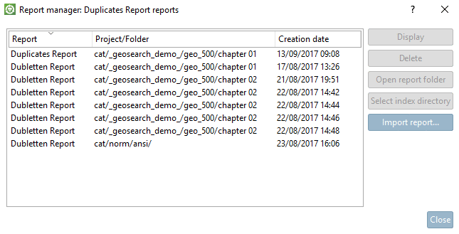 Generated reports