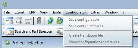 Configurator menuConfiguratormenu