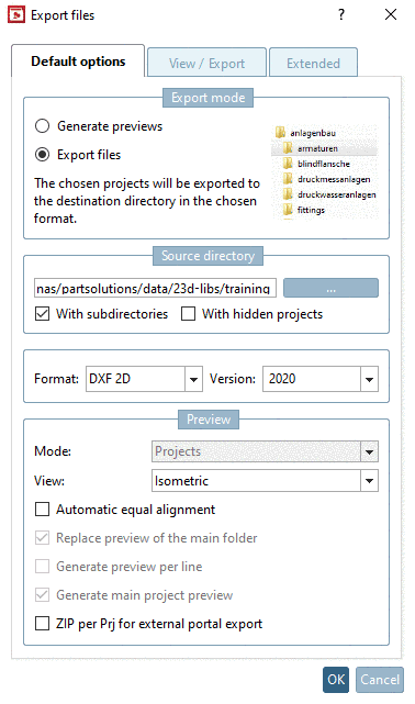 Export mode -> Export files