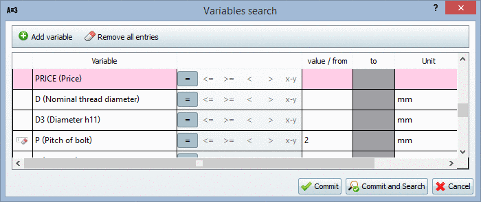 Example: The variable "P" has been added with the value 2.