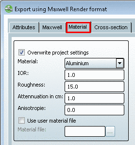 Maxwell Render - Material tabbed page