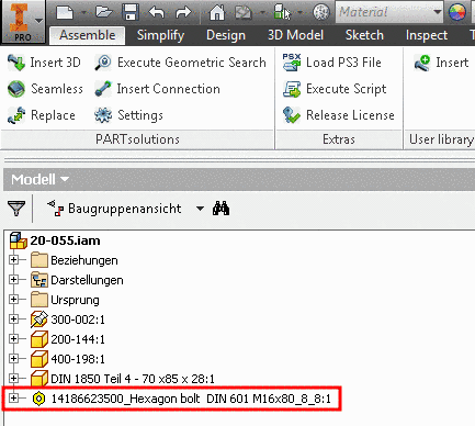 Part with ERP information used in an assembly