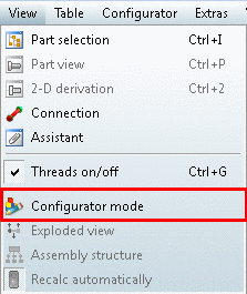 Menu: Configurator mode