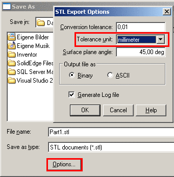 STL export options