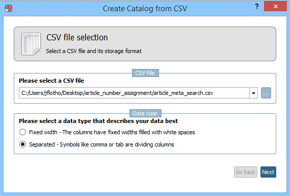 Determine CSV file