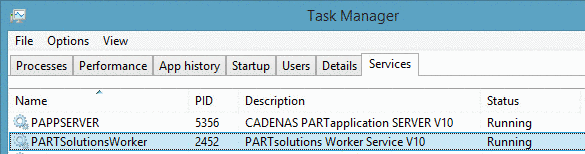 Services "PAPPSERVER" and "PARTsolutionsWorker"