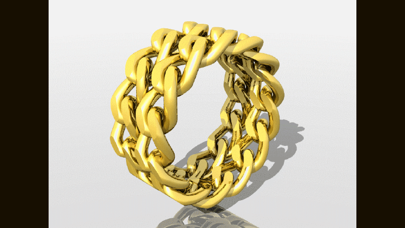 Double chain gold ring.