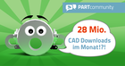 Grund zum Staunen: PARTcommunity erreicht über 28 Mio. CAD Modelle Downloads pro Monat
